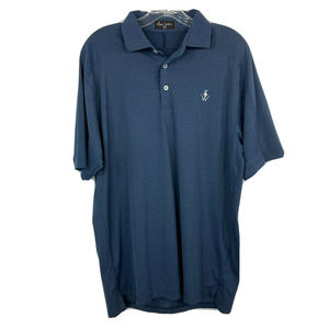 Byron Nelson Polo Shirt‎ Mens Sz M Navy Blue Short Sleeve Collared Stretch Golf